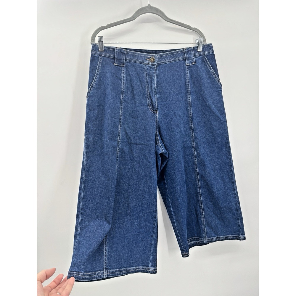 VTG Denim & Co Jean Skorts Shorts Culottes Large Wide Leg Cropped Jorts Cottage